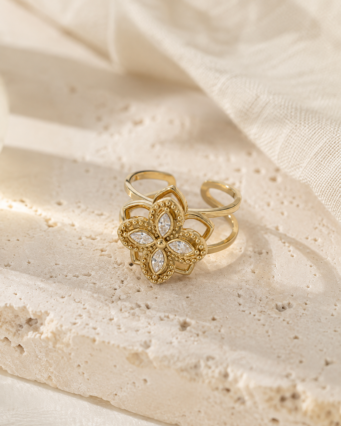 Bague Roséa — fleur mobile